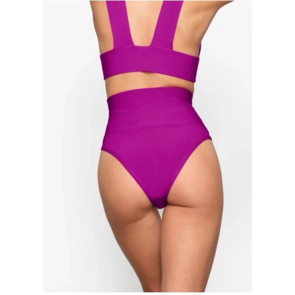 SKIMS Knit Swim High Waist Bikini Bottom Lollipop Pink XS SW-HWB-0167 NEW